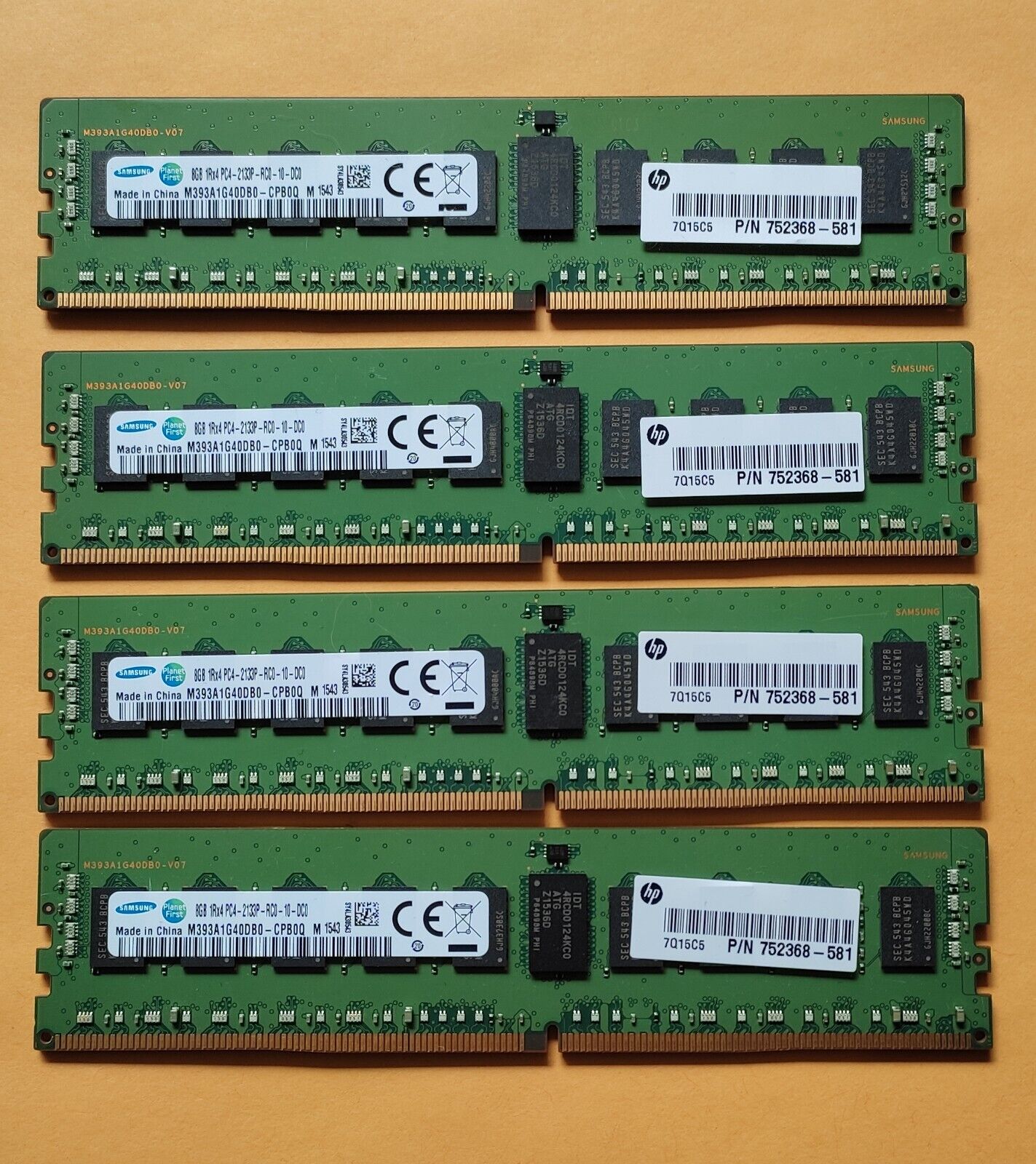 32GB ECC DDR4 RAM 4x8GB PC4-2133p Samsung Workstation/Server Memory w+ HP lable