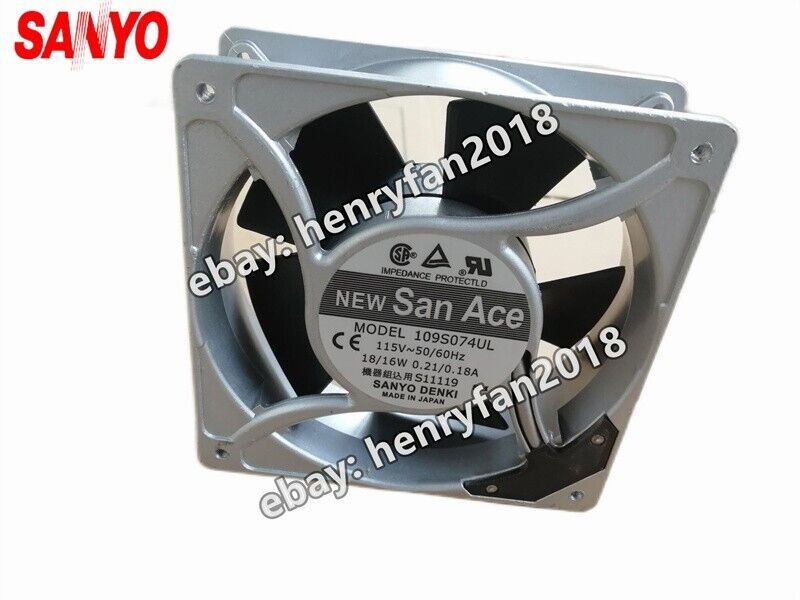 Sanyo Denki 109S074UL Axial Fan SanAce AC 115V 0.21A 120*120*38MM Cooling Fan