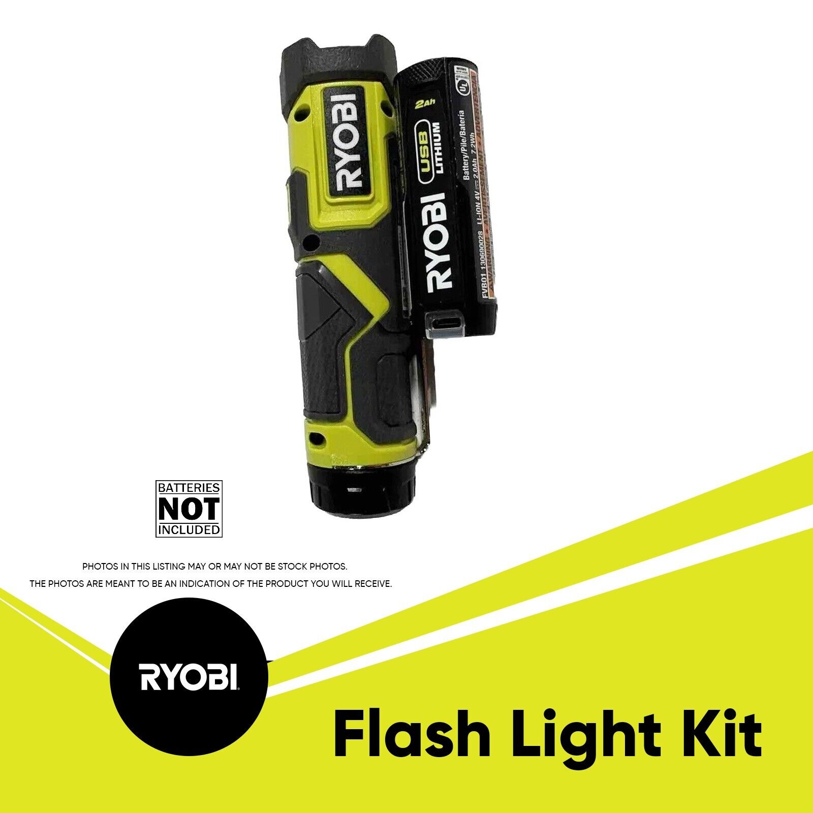 Ryobi 600 Lumens USB Lithium Compact Flashlight Kit FVL51K A