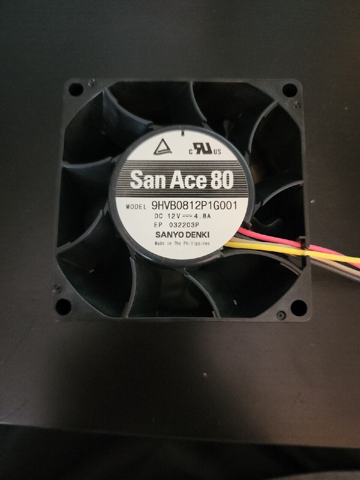130cfm San Ace 80 Sanyo Denki 12VDC Axial Fan Square 80mm 57.6W 9HVB0812P1G001