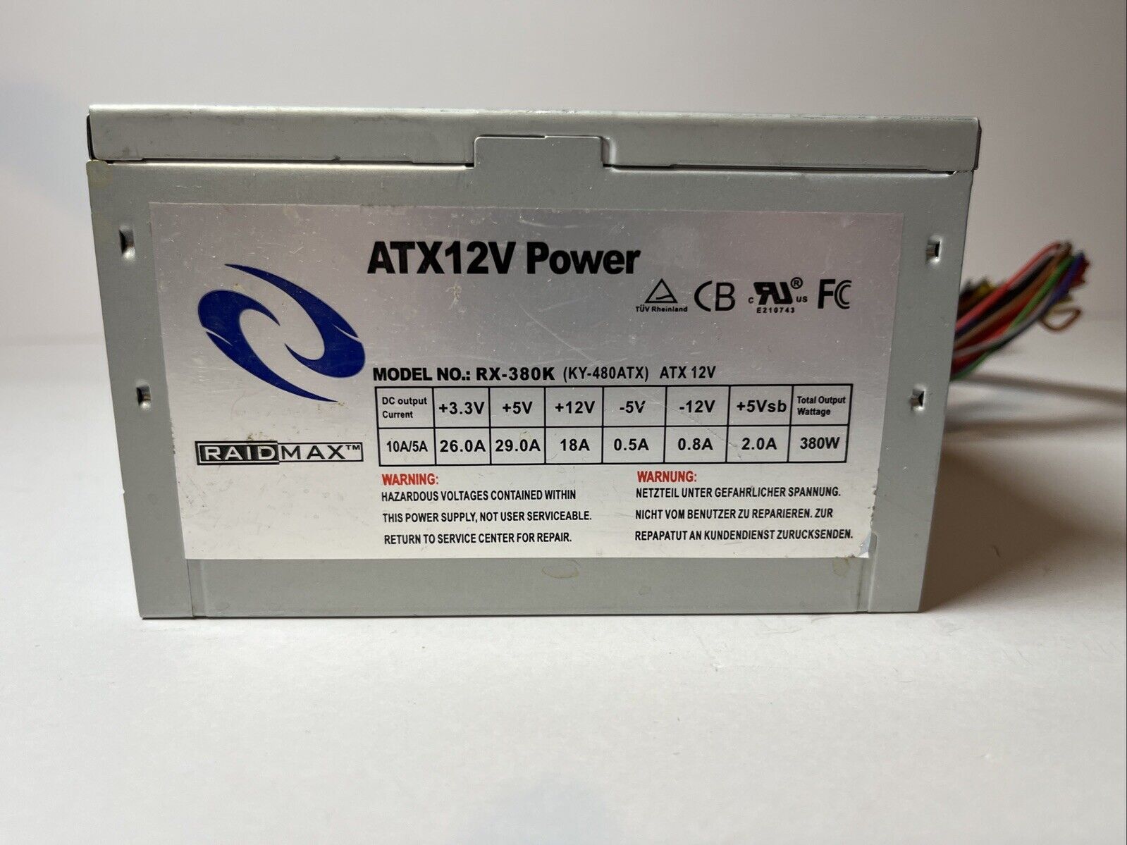 RaidMax Active PFC Power Supply 380w RX-380K Tested And Working