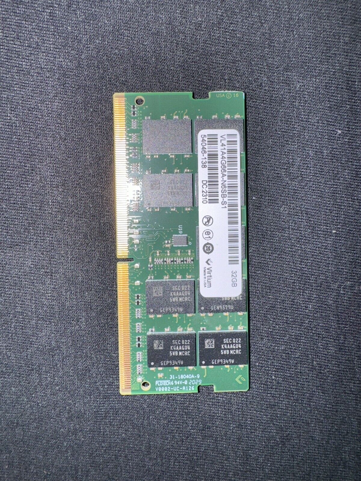 Virtium DDR4 32GB ECC SODIMM VL41A4G66A-N6SB-S1 ***NEW***