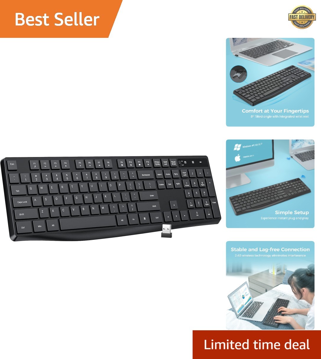 Wireless Keyboard MK98, 2.4G USB Computer Cordless Keyboard, Enlarged Indicat... Wireless Keyboard MK98, 2.4G USB Computer Cordless Keyboard, Enlarged Indicat...