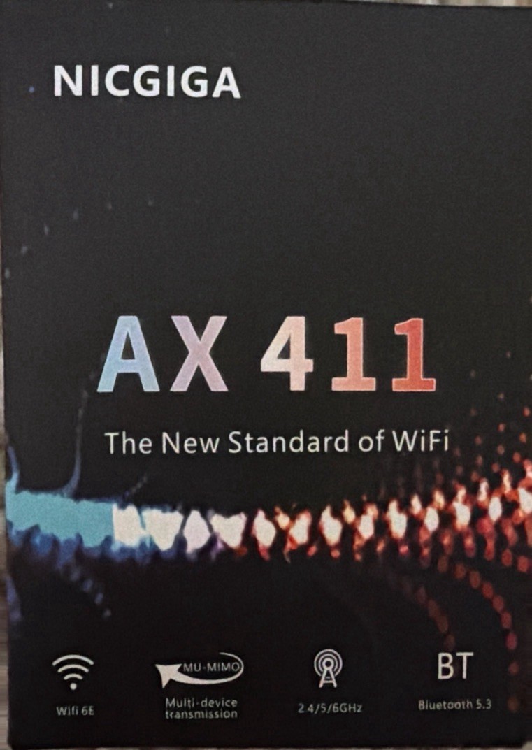 NICGIGA AX411 Wi-Fi 6E Bluetooth 5.3 M.2 Wireless Card 5400Mbps NICGIGA AX411 Wi-Fi 6E Bluetooth 5.3 M.2 Wireless Card 5400Mbps