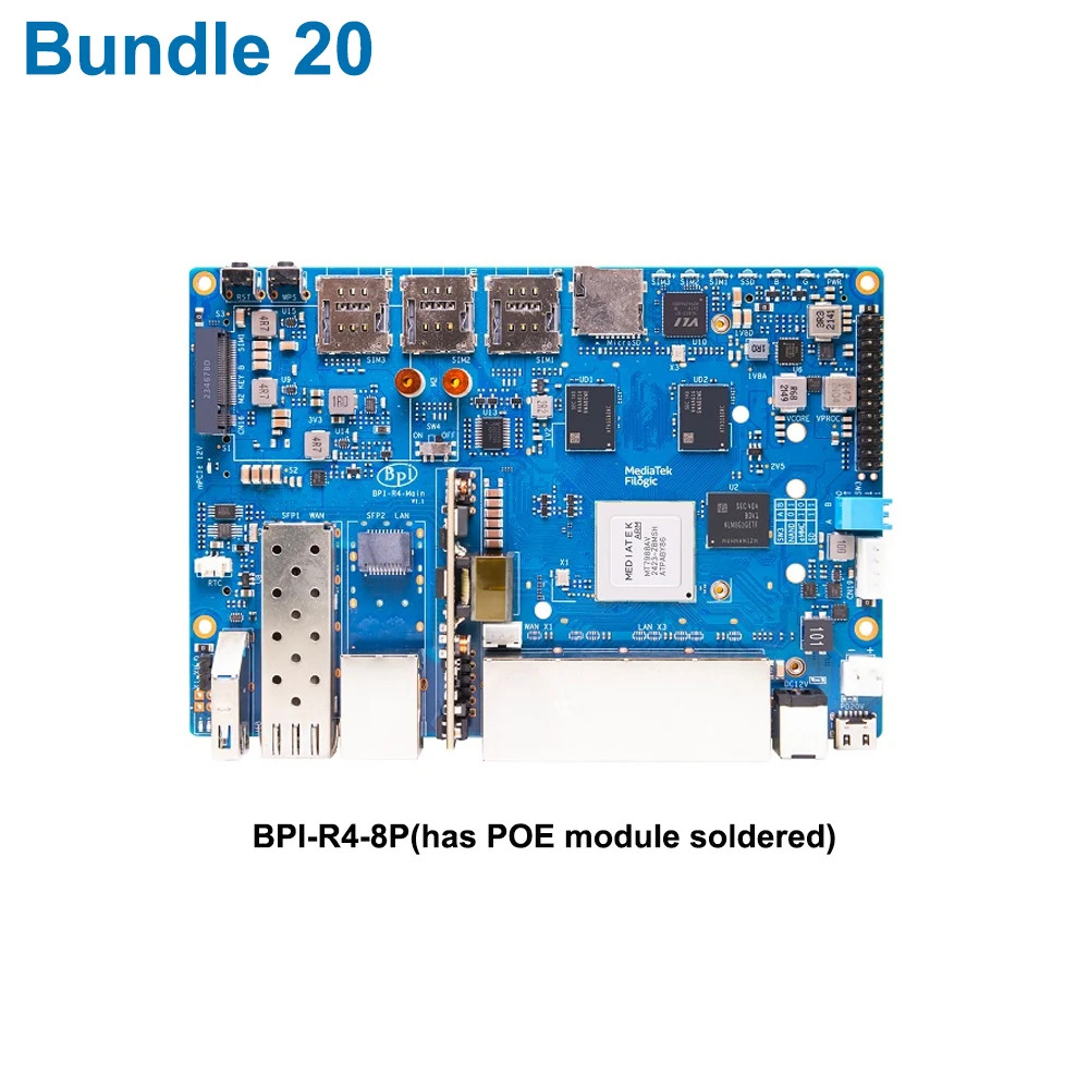 8GB RAM Banana Pi BPI-R4 Router Board with WiFi7 MediaTek MT7988A Internet Servi 8GB RAM Banana Pi BPI-R4 Router Board with WiFi7 MediaTek MT7988A Internet Servi