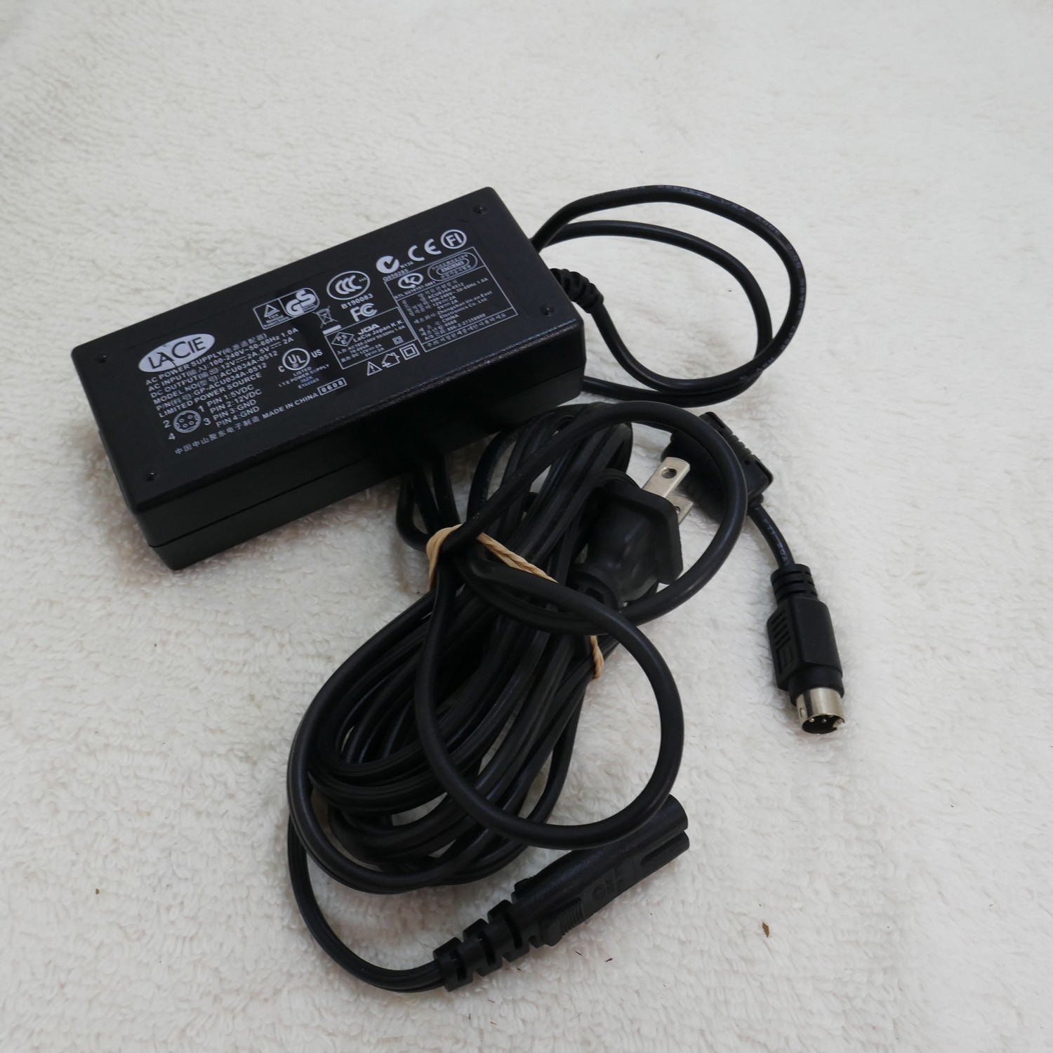 Used LACIE ACU034A-0512 Power Supply 12V 2A