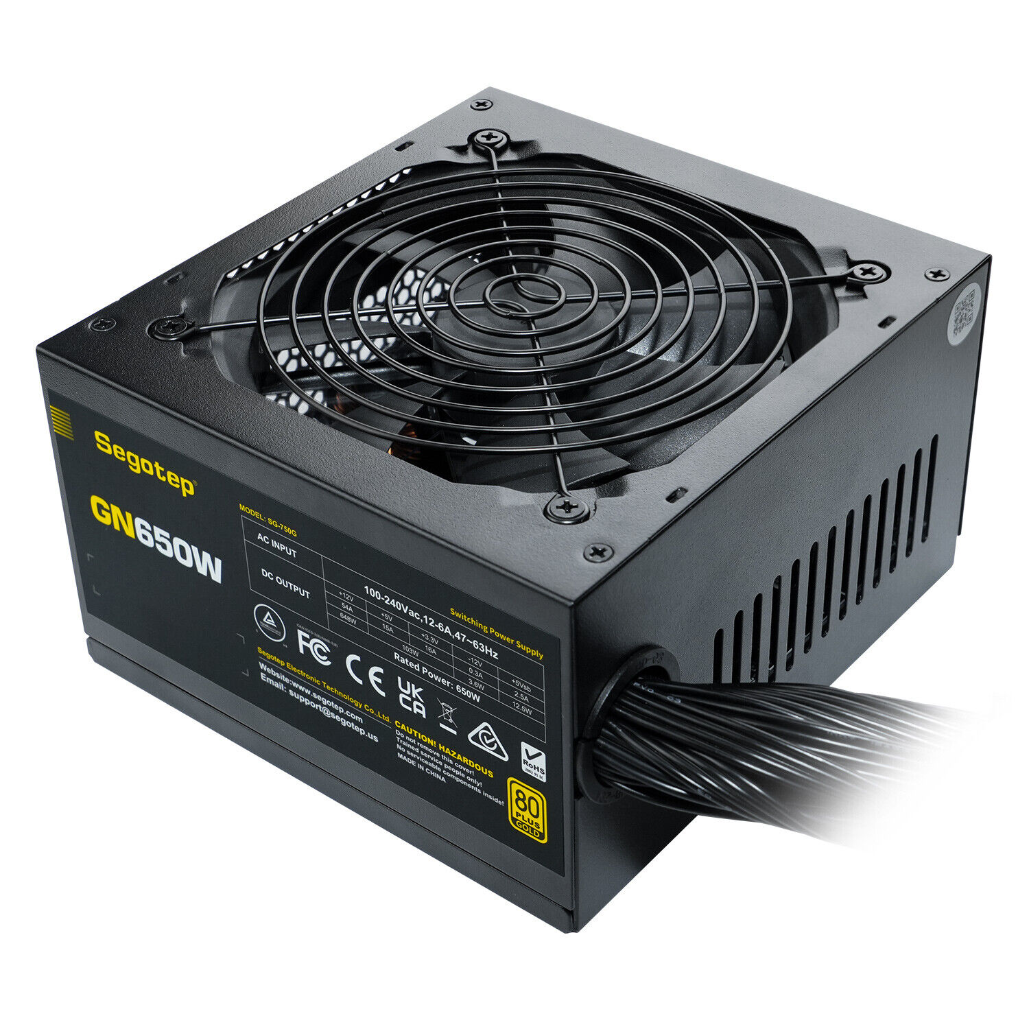 Segotep 650W Gaming Power Supply 80 Plus Gold  Non-Modular ATX PC Case PSU