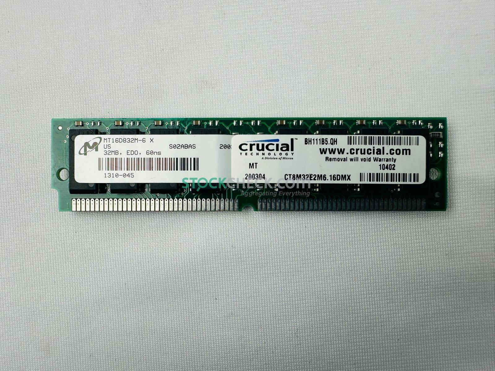 Crucial Technology CT8M32E2M6.16DMX MT16D832M-6 X Memory Module | 32MB, EDO Crucial Technology CT8M32E2M6.16DMX MT16D832M-6 X Memory Module | 32MB, EDO