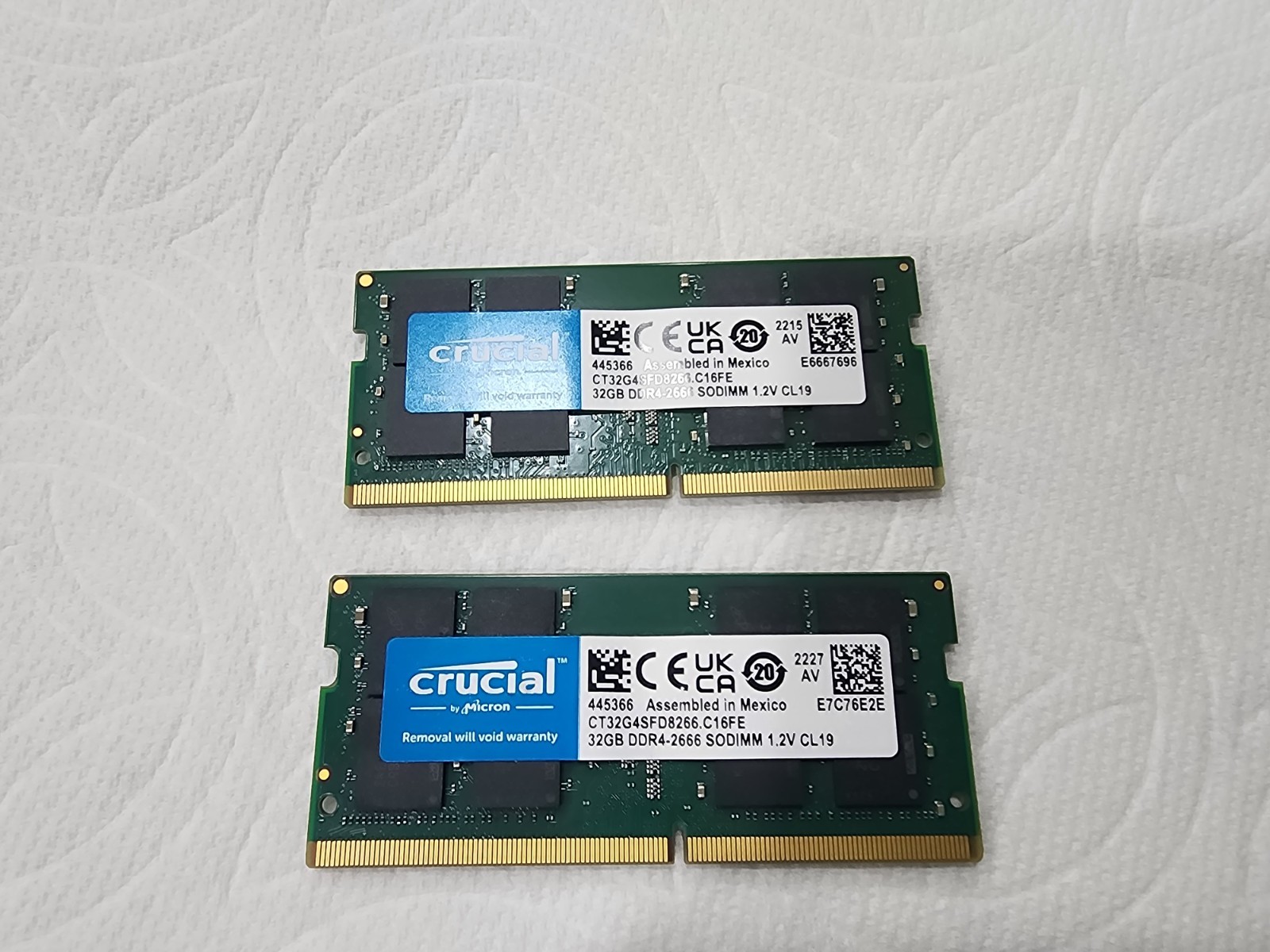 Crucial 64gb (2x32gb) ddr4 2666MHz PC4-21300 2Rx8 1.2V SO-DIMM (laptop memory)
