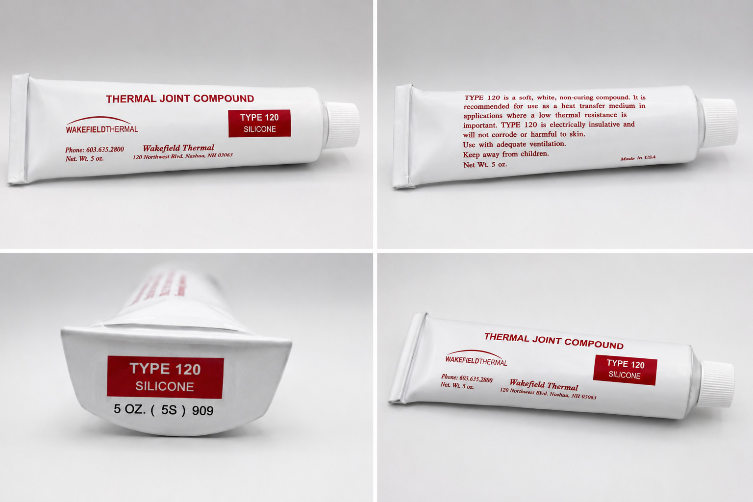 Wakefield Thermal Type 120 Silicone Thermal Joint Compound 5 oz Tube New