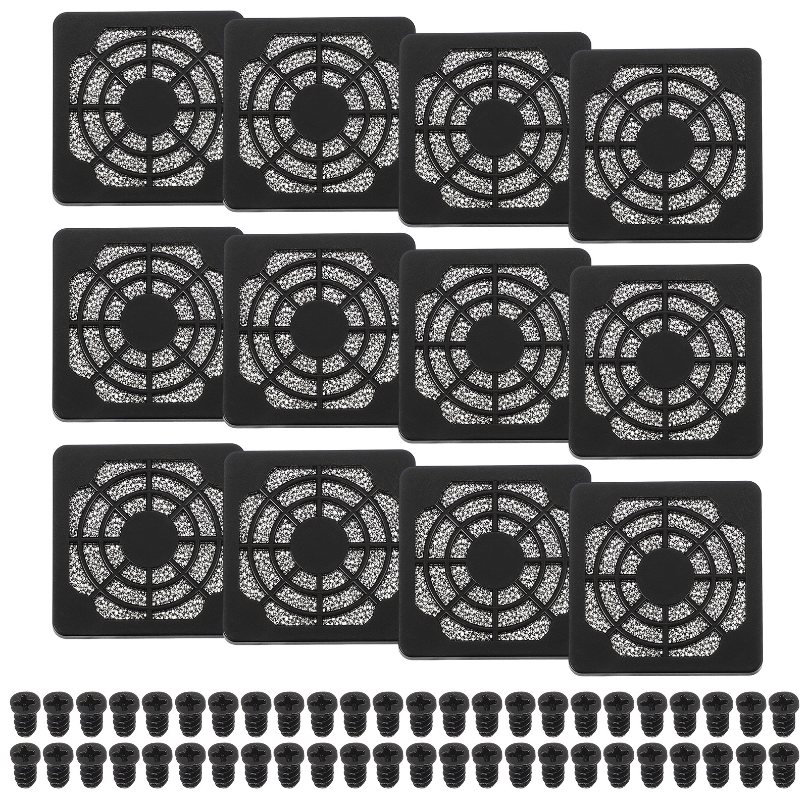 12Pcs 50mm Fan Filter Grill Plastic Ventilation Grill Cover with Screws Black 12Pcs 50mm Fan Filter Grill Plastic Ventilation Grill Cover with Screws Black