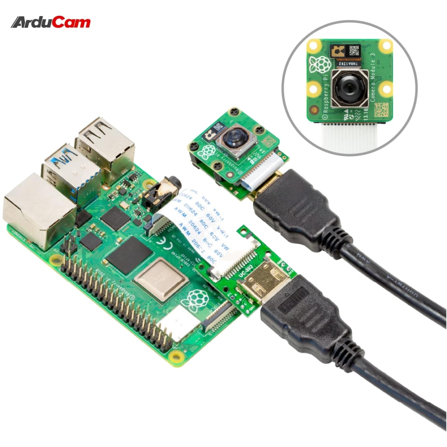 CSI to HDMI Cable Module for Raspberry Pi Camera - Pack of 2