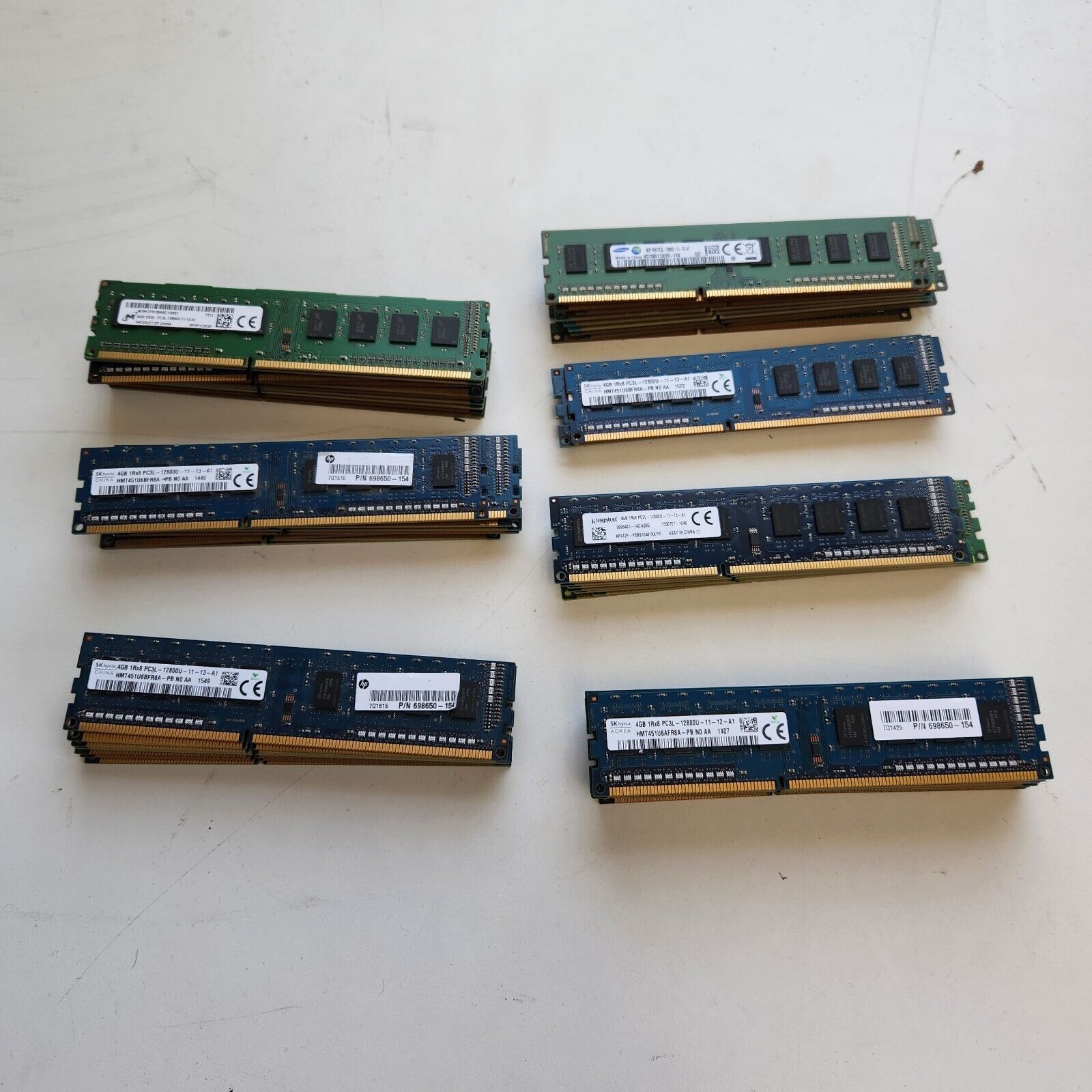 Lot of 50 Assorted Brand 4 GB DDR3L-1600 PC3L-12800U DIMM Desktop RAM Memory