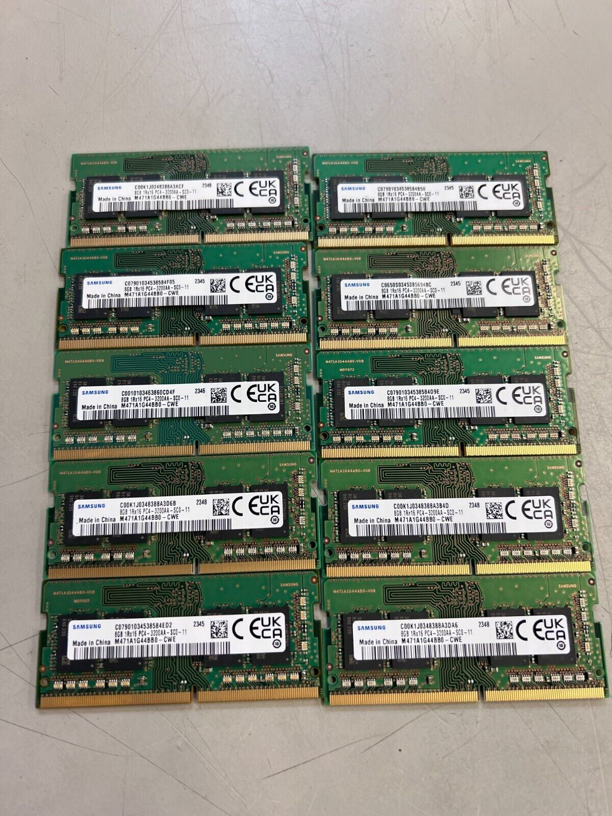 Set Of 10 Samsung (1 x 8GB) PC4-21300 So DIMM So(DDR4-2666) Memory -  SET OF 10
