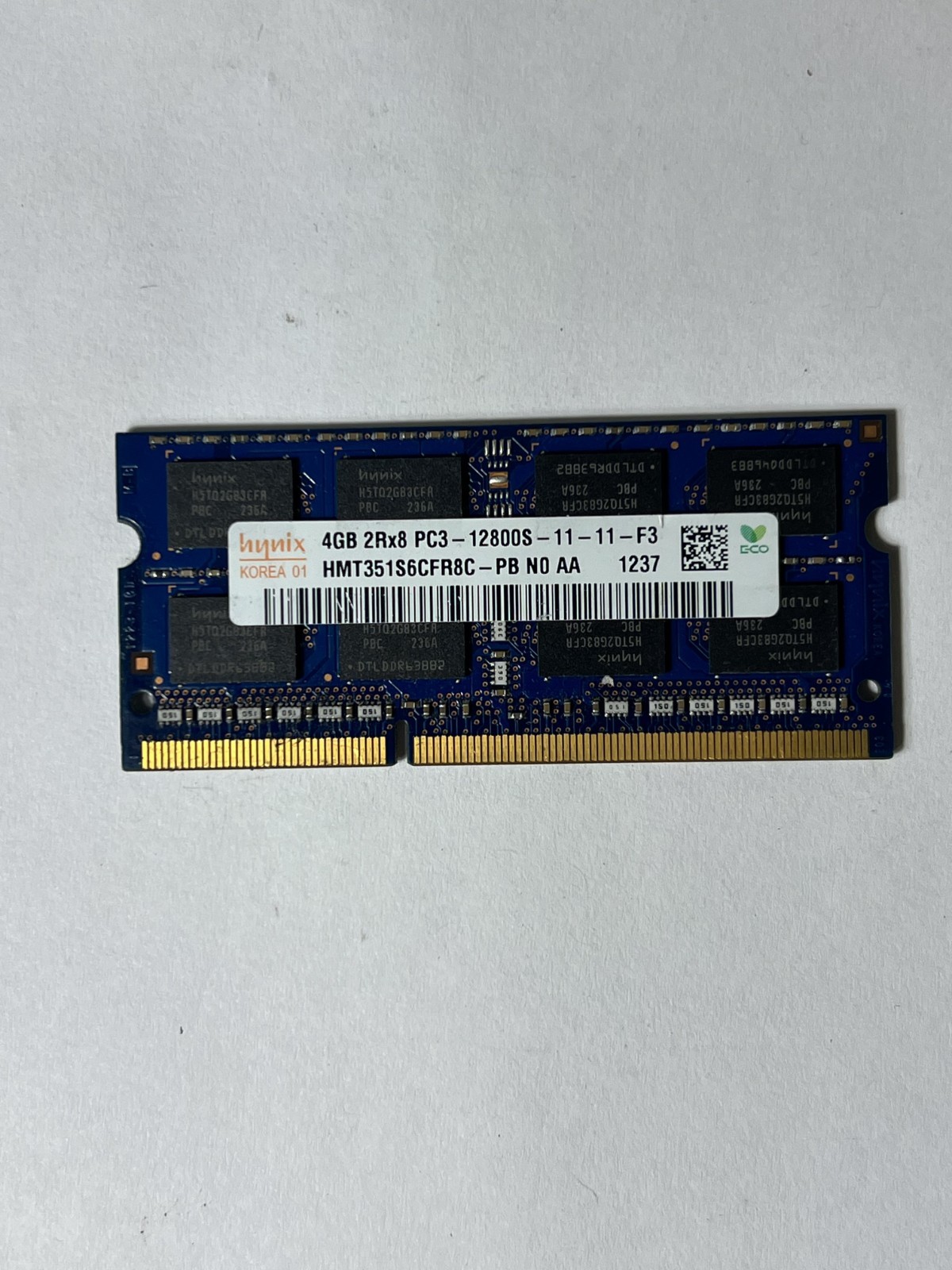 Hynix 4GB DDR3 RAM 2Rx8 PC3-12800S SODIMM Laptop Memory | HMT351S6CFR8C-PB N0 AA Hynix 4GB DDR3 RAM 2Rx8 PC3-12800S SODIMM Laptop Memory | HMT351S6CFR8C-PB N0 AA