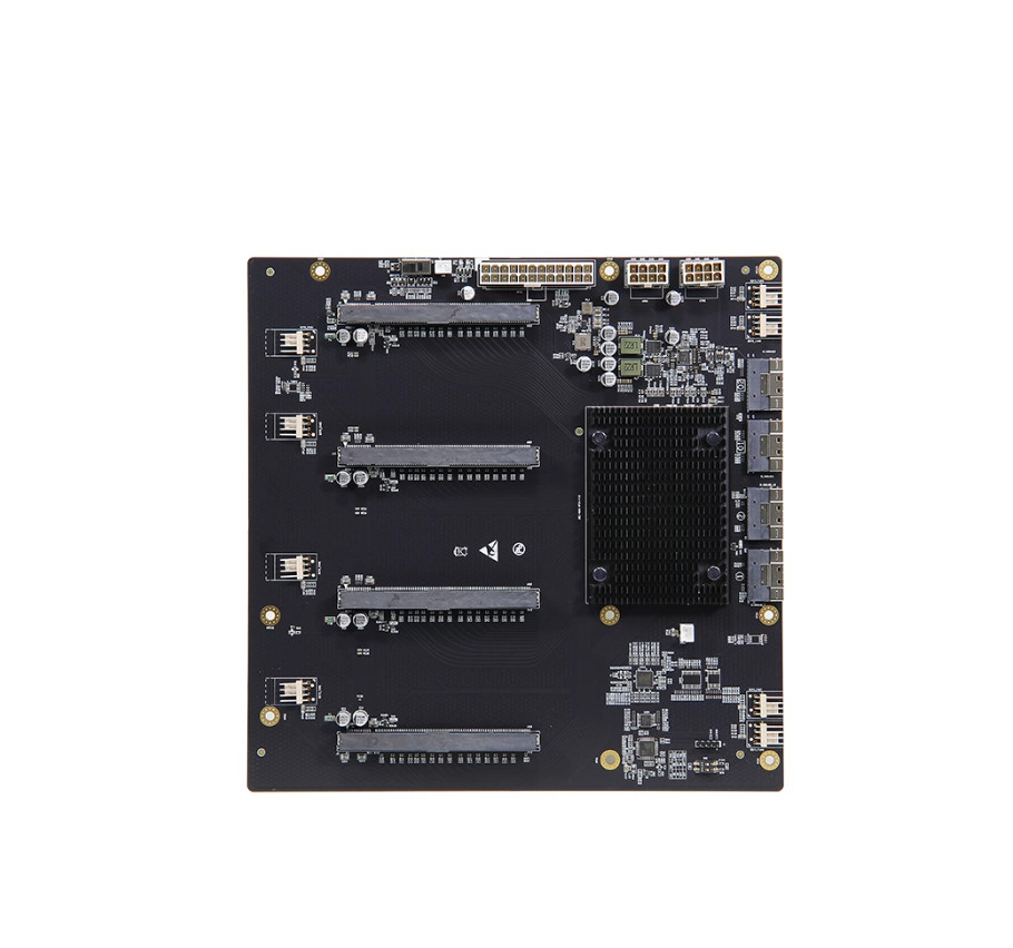 Slimsas to PCle 4.0 PLX88096 4-card GPU four-slot expansion baseboard 65mm width Slimsas to PCle 4.0 PLX88096 4-card GPU four-slot expansion baseboard 65mm width