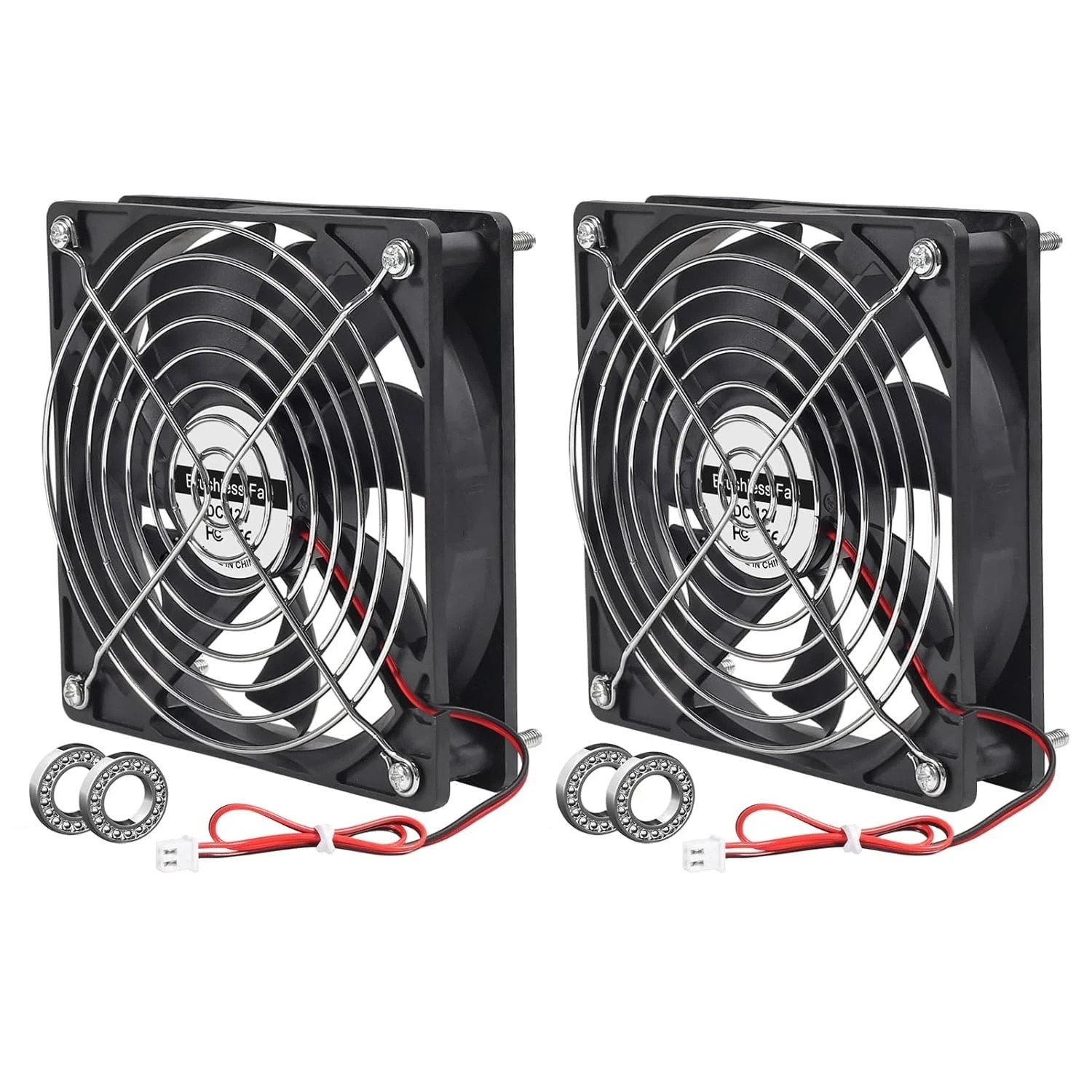 2Pcs 12025 120Mm X 25Mm 12V 5 Inch Dual Ball Bearings Brushless Fan 2Pin DC Cool 2Pcs 12025 120Mm X 25Mm 12V 5 Inch Dual Ball Bearings Brushless Fan 2Pin DC Cool
