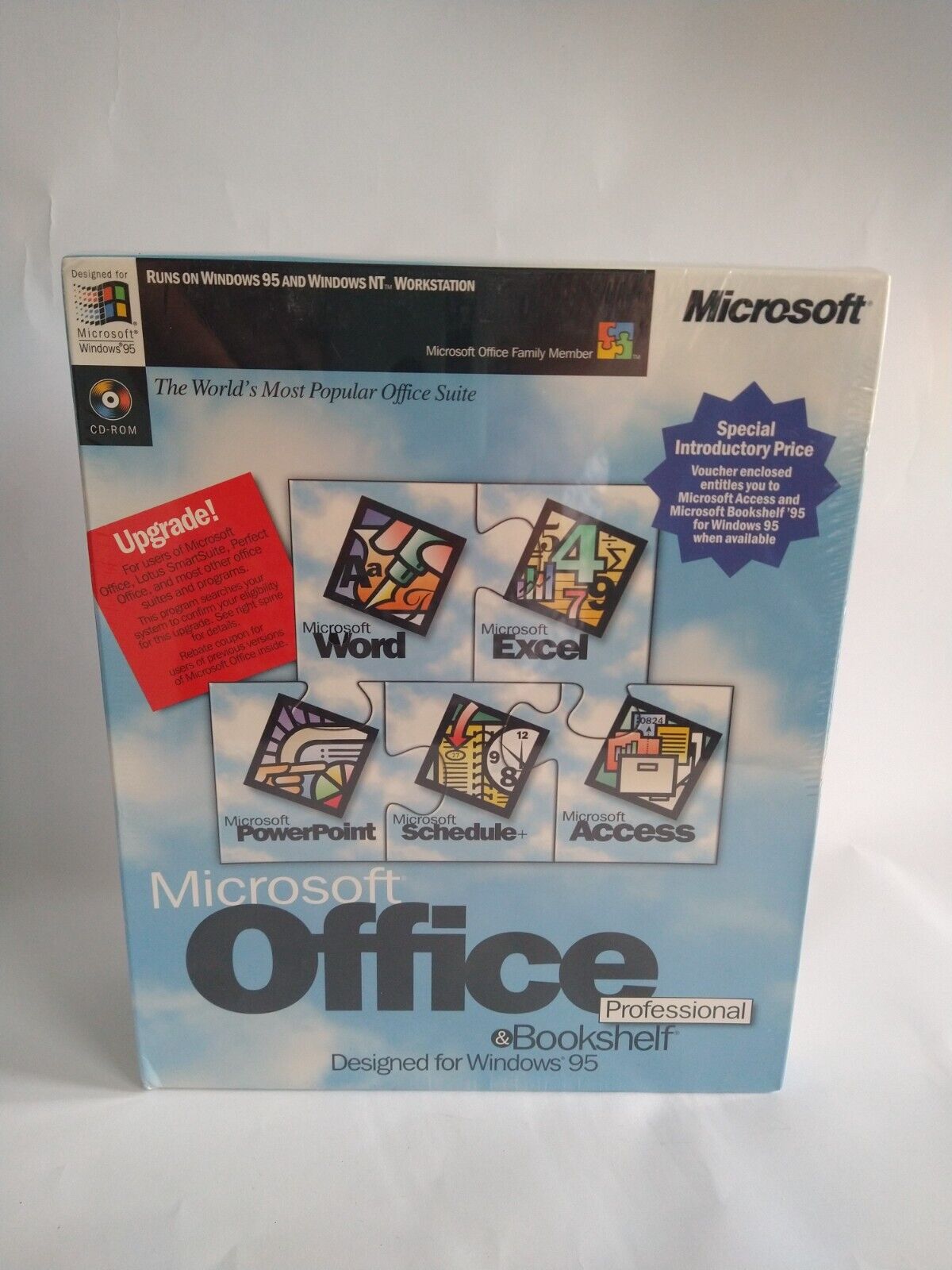 VINTAGE Microsoft Office Pro & Bookshelf for Windows 95 SEALED Never Opened