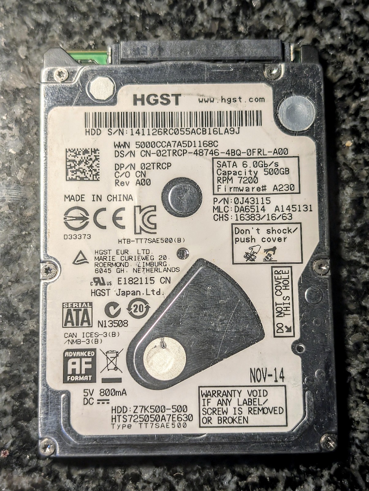 HGST 500GB 2.5