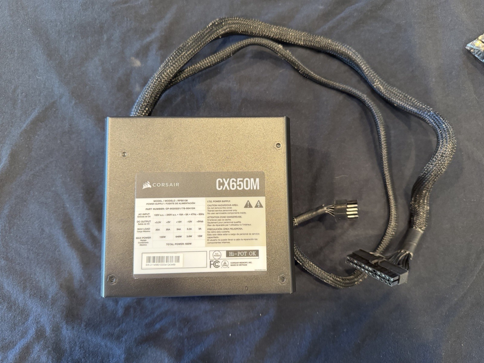 Corsair CX-M Series CX650M ATX Power Supply, Semi-Modular, Low-Noise, Black
