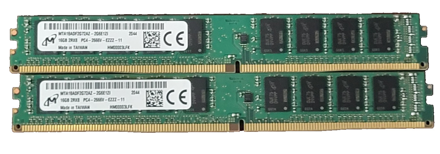 Lot of 2x Micron 16GB PC4-21300 ECC UDIMM Server Memory MTA18ADF2G72AZ-2G6E1 #73 Lot of 2x Micron 16GB PC4-21300 ECC UDIMM Server Memory MTA18ADF2G72AZ-2G6E1 #73