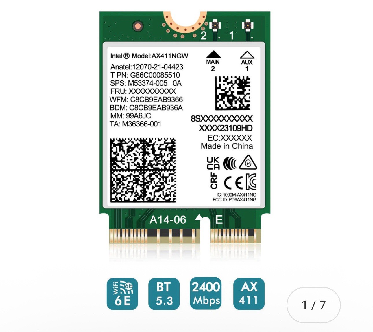 NICGIGA WiFi 6E Intel AX411 NGW Wireless Card – CNVio2, Bluetooth 5.3, Open Box NICGIGA WiFi 6E Intel AX411 NGW Wireless Card – CNVio2, Bluetooth 5.3, Open Box