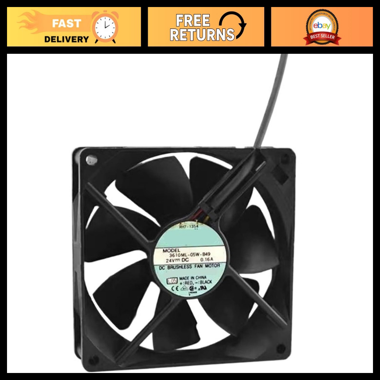 24V Cooling Fan 0.16A High-Performance Quiet Exhaust Blower for Electronics