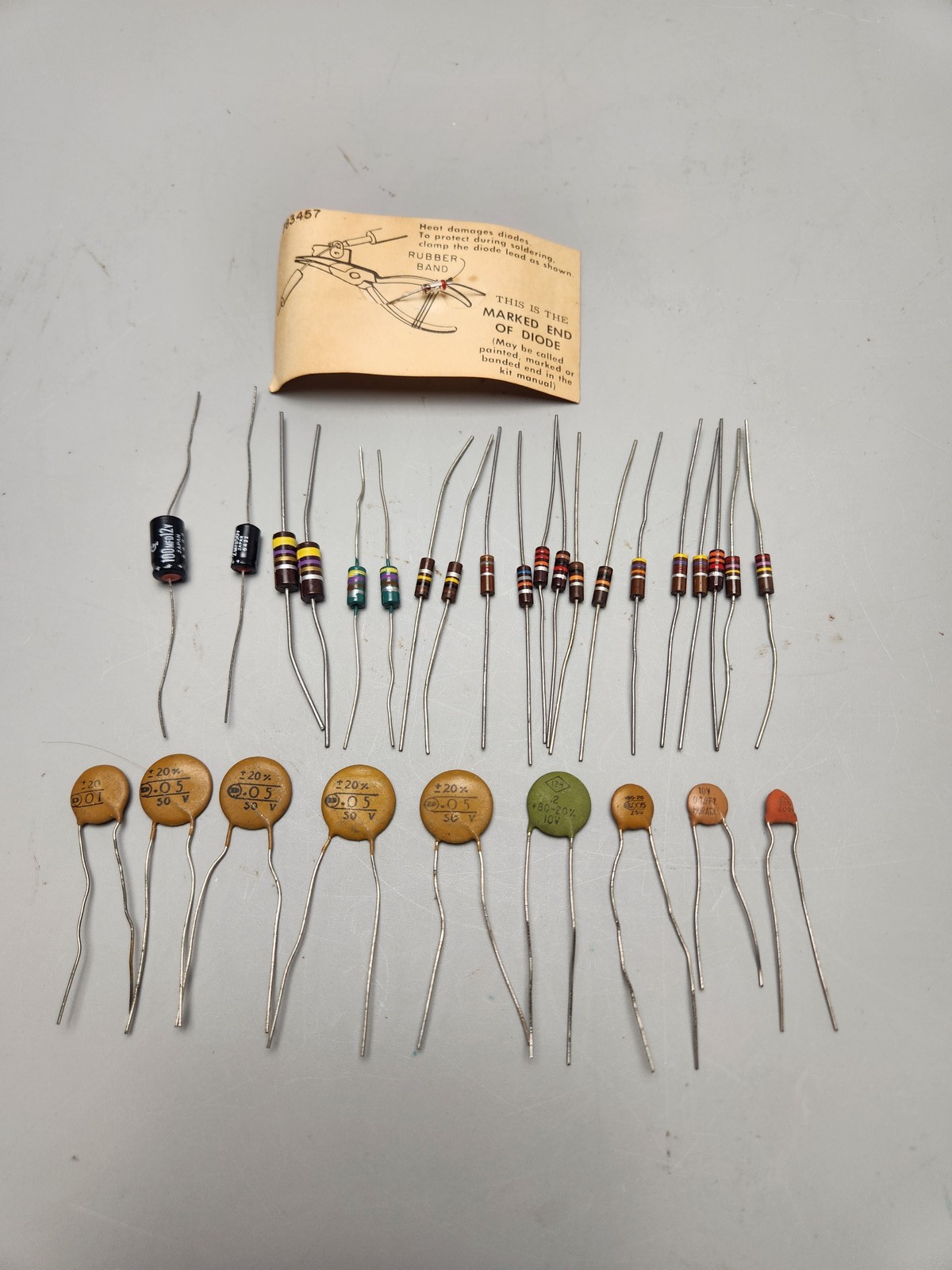 Lot of 30 Vintage Electronic Components Capacitors Resistors Heath Kit