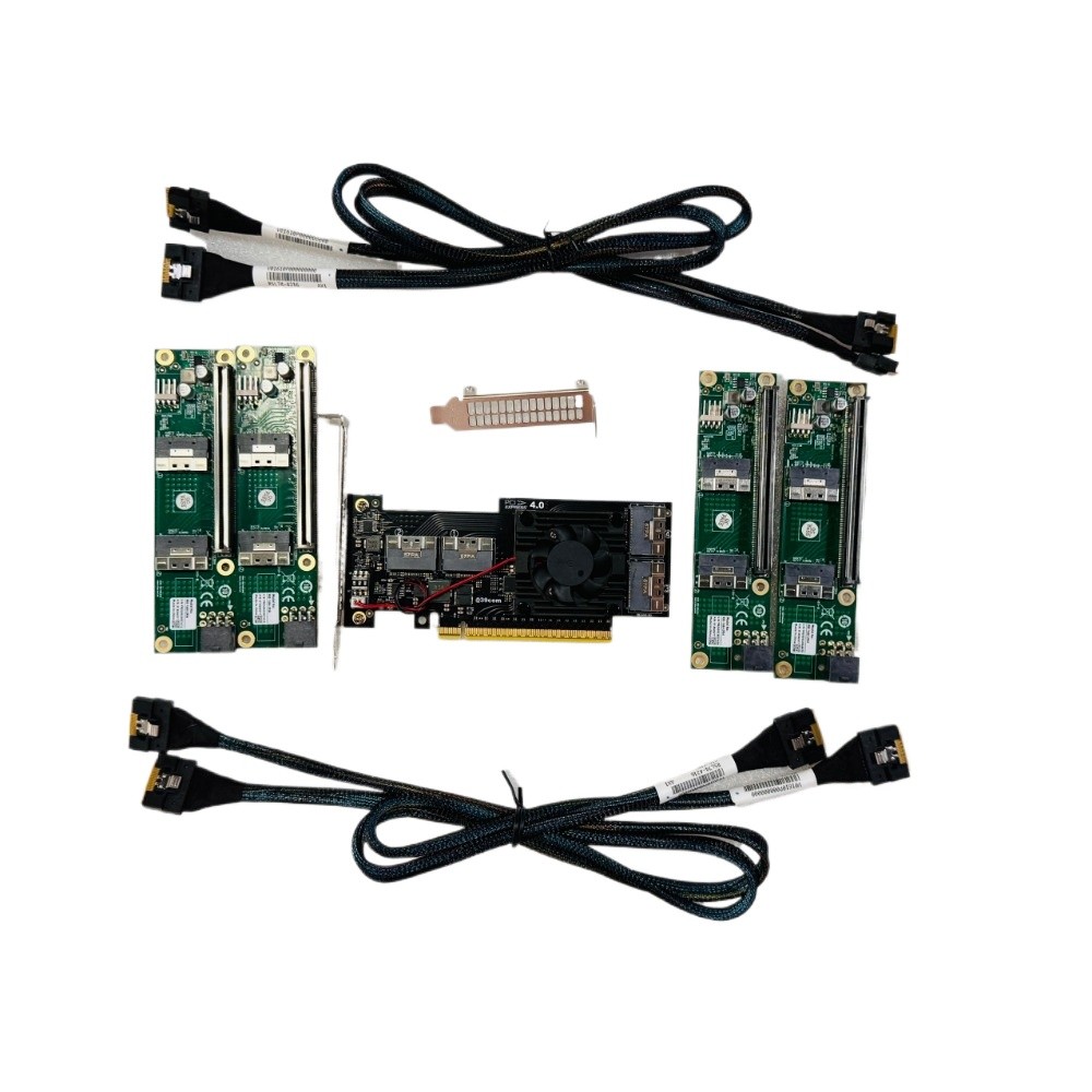 PLX88048 PCIe 4.0 x16 4*SFF-8654 8I Expansion Card +4*Baseplate 4*Cable X8X8X8X8 PLX88048 PCIe 4.0 x16 4*SFF-8654 8I Expansion Card +4*Baseplate 4*Cable X8X8X8X8