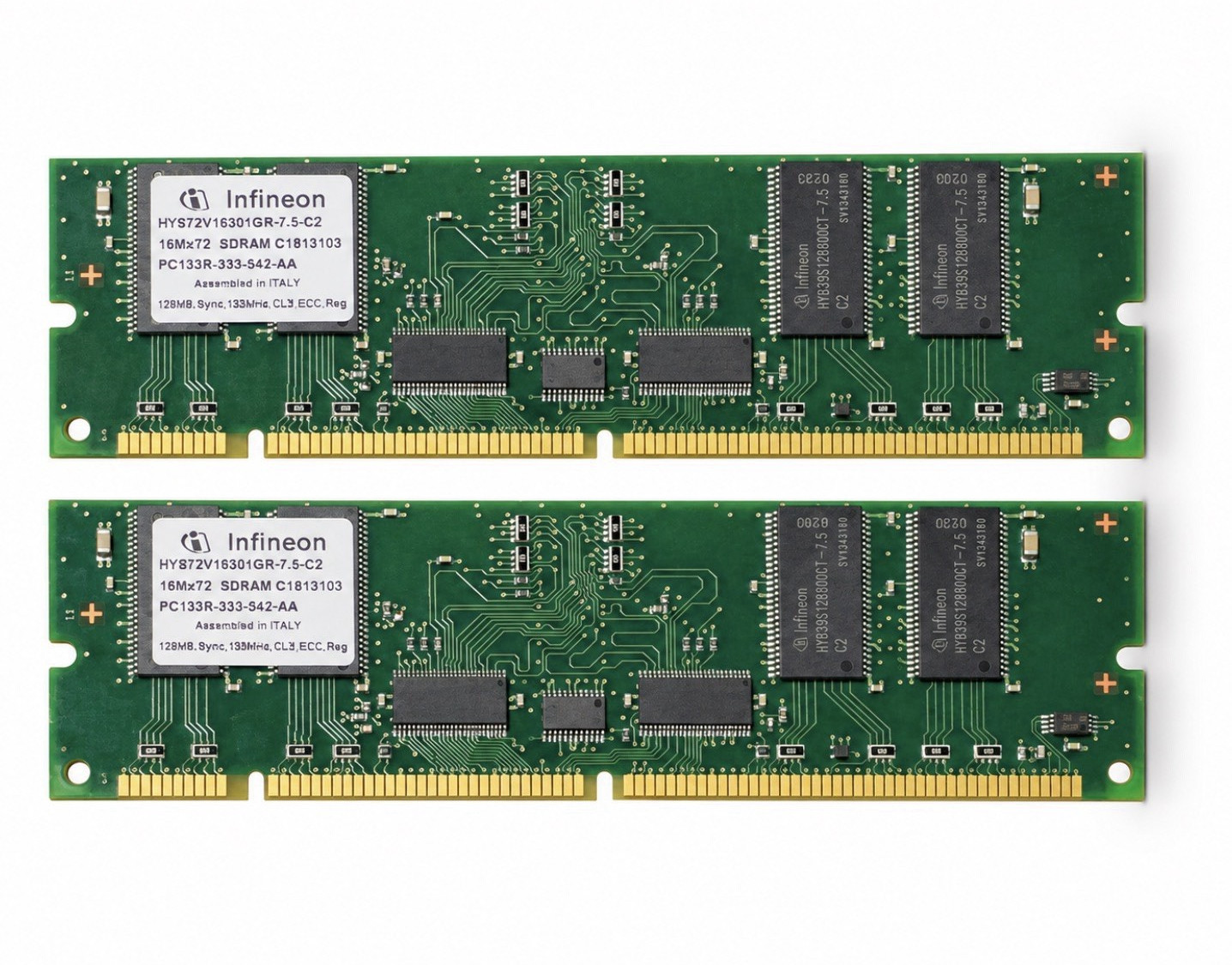 Infineon 256MB (2x 128MB) HYS72V16301GR-7.5-C2 PC-133R 16Mx72 SDRAM ECC Reg