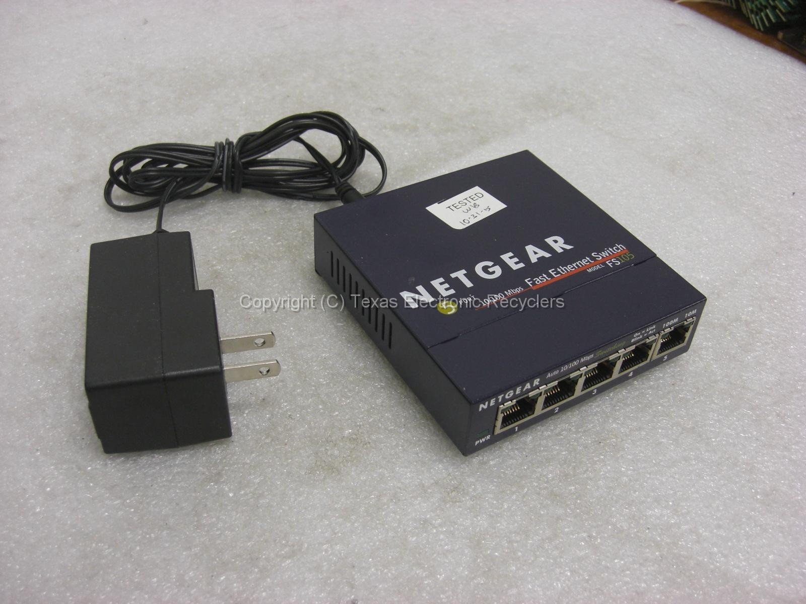 Netgear fs105 v2 prosafe 5-port 10/100 fast ethernet switch w/ 332-10239-01 Netgear fs105 v2 prosafe 5-port 10/100 fast ethernet switch w/ 332-10239-01