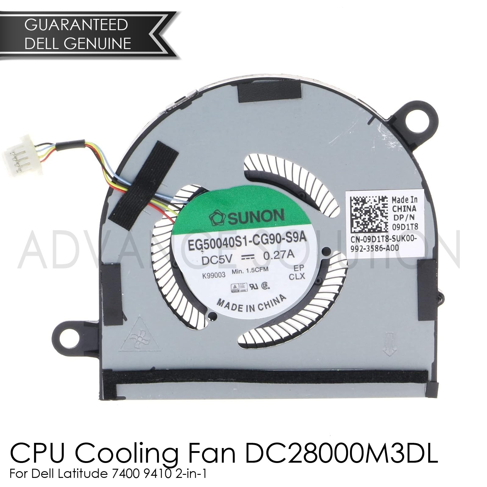 NEW OEM CPU Cooling Fan For Dell Latitude 7400 9410 2-in-1 9D1T8 DC28000M3DL