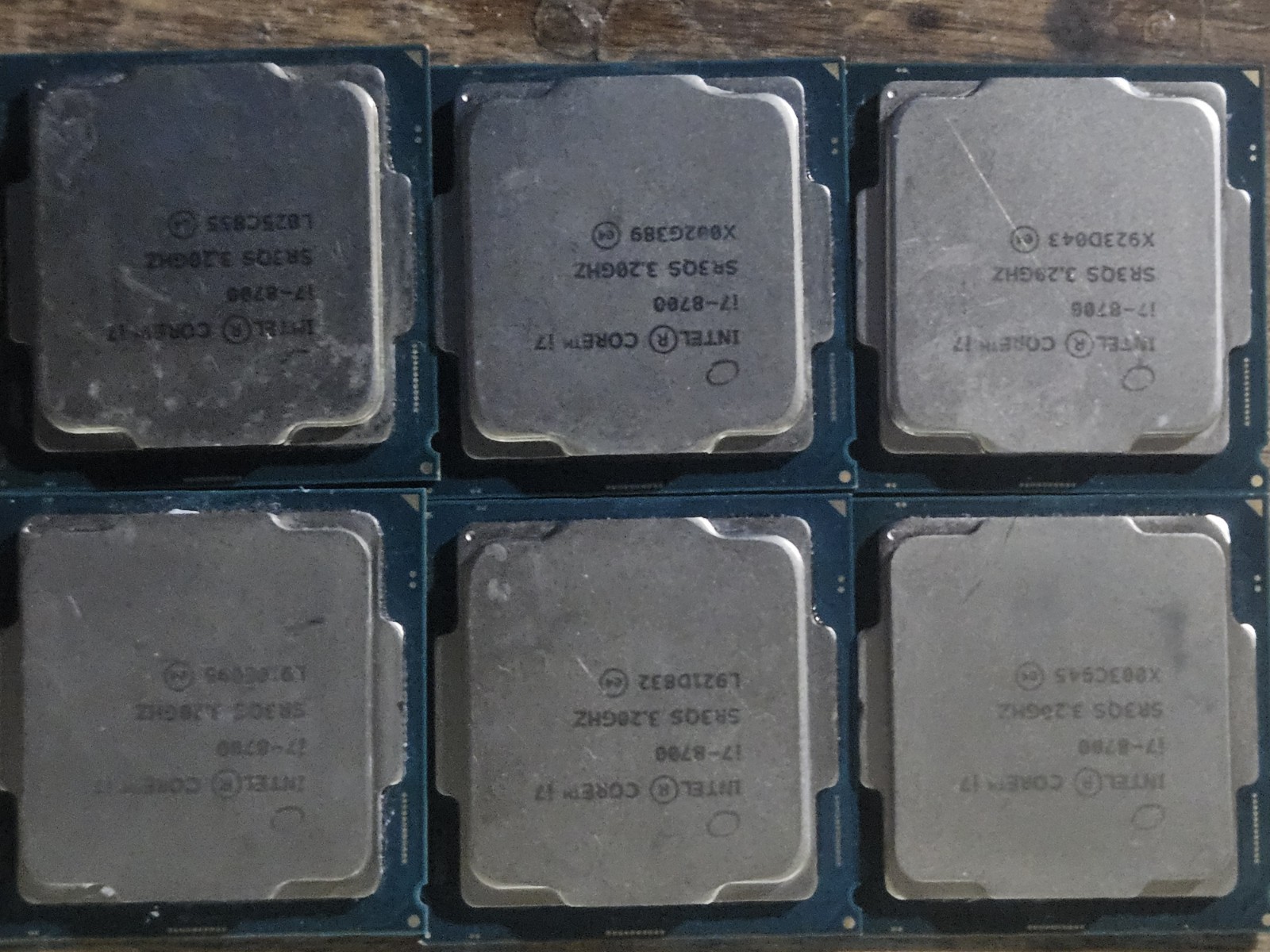 LOT OF 6 MISSING CHIPS Intel Core i7-8700 3.2Ghz 6Core 12MB SR3QS LGA 1511 CPU LOT OF 6 MISSING CHIPS Intel Core i7-8700 3.2Ghz 6Core 12MB SR3QS LGA 1511 CPU