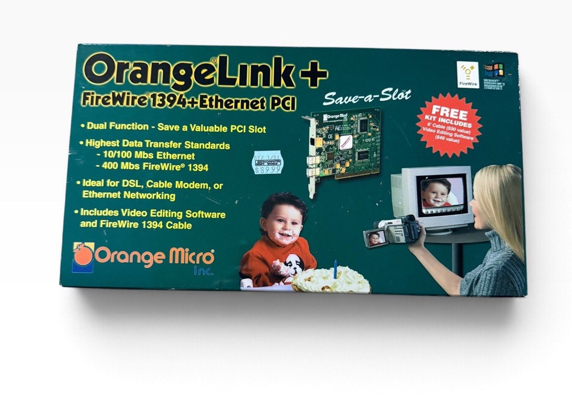 Orange Micro OrangeLink+ FireWire 1394 Ethernet PCI Card Vintage Sealed