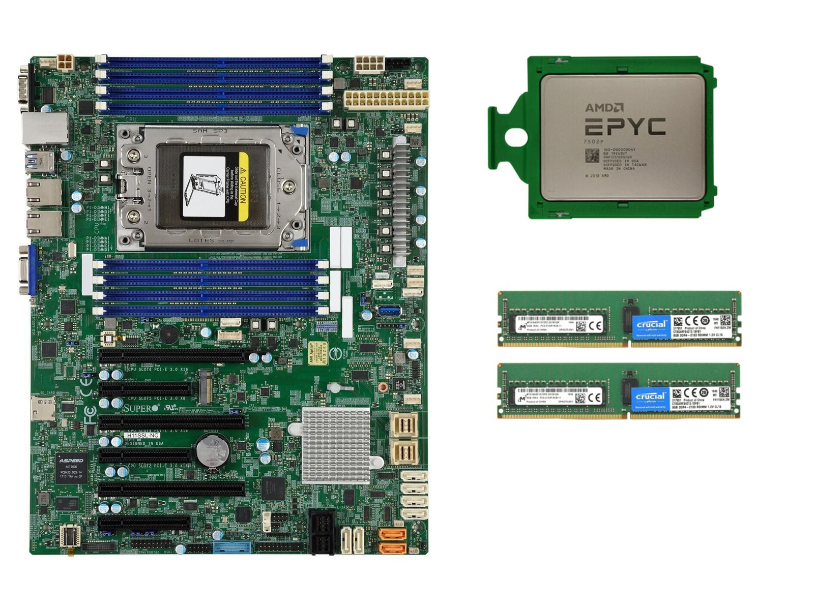 AMD EPYC 7502 CPU + Supermicro H11SSL-NC+ 2133P RAM ECC Multiple options- AMD EPYC 7502 CPU + Supermicro H11SSL-NC+ 2133P RAM ECC Multiple options-