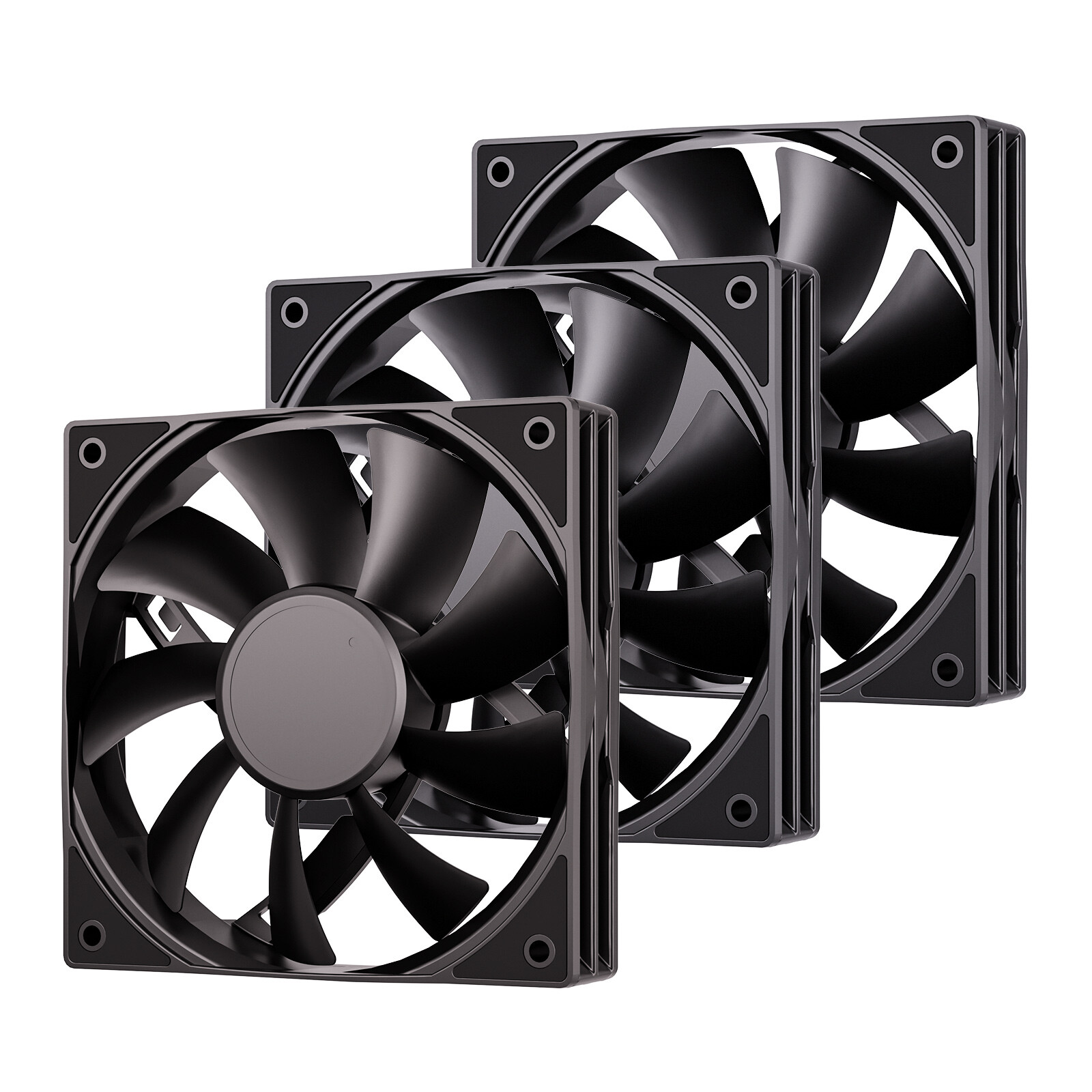 3Pack Black 120mm PC Case Fans High Airflow Low-Noise High Performance Fan Speed 3Pack Black 120mm PC Case Fans High Airflow Low-Noise High Performance Fan Speed