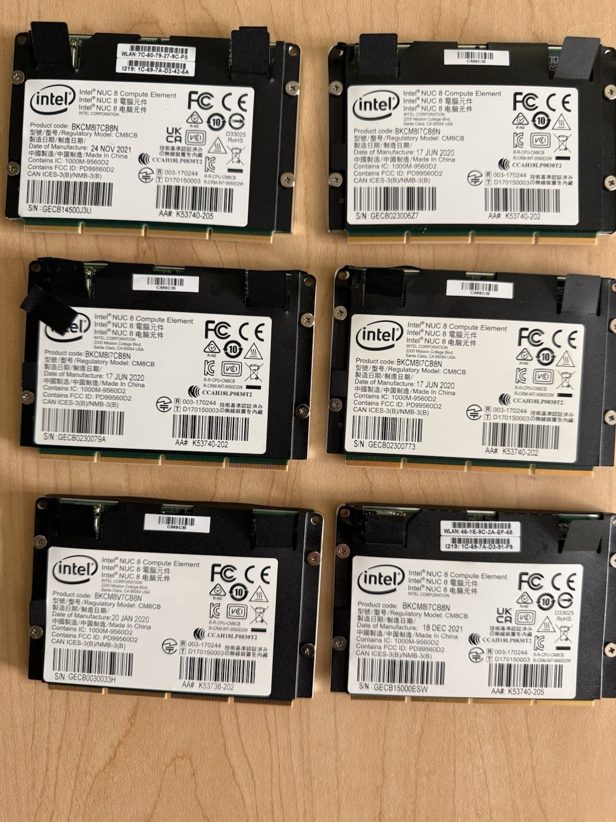 Lot of 6 Intel NUC 8 Compute Element i7 Modules BKCM8i7CB8N BKCM8V7CB8N CM8CB Lot of 6 Intel NUC 8 Compute Element i7 Modules BKCM8i7CB8N BKCM8V7CB8N CM8CB