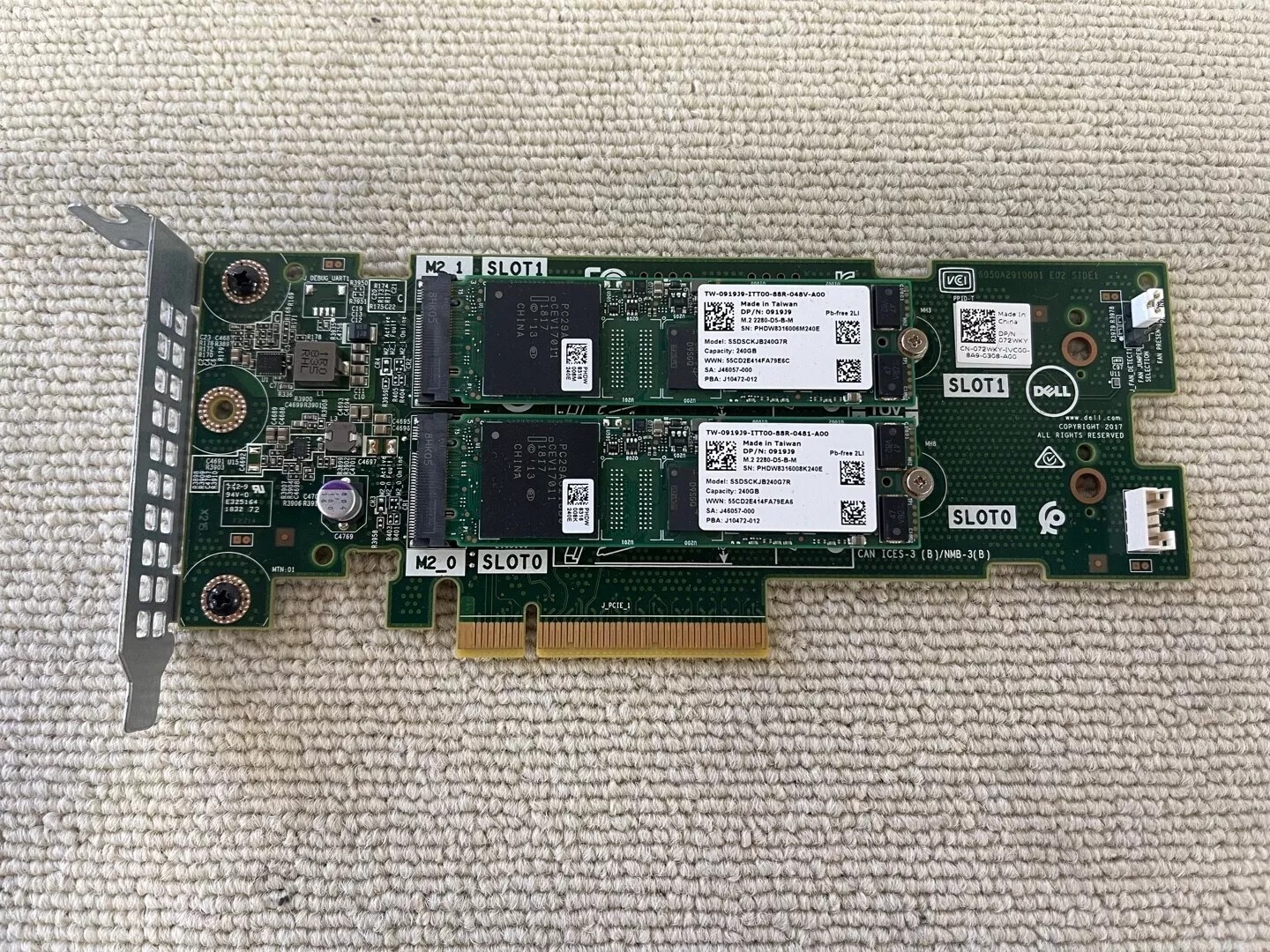 Dell 72WKY BOSS-S1 Controller PCIe Card L/P W/ 2x 240GB M.2 SSD TC2RP for R740xd Dell 72WKY BOSS-S1 Controller PCIe Card L/P W/ 2x 240GB M.2 SSD TC2RP for R740xd