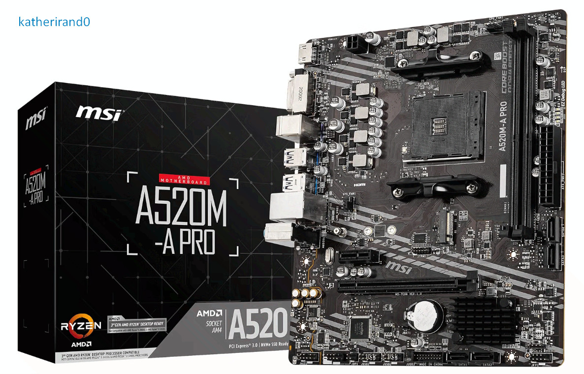 A520M-A PRO V1 Gaming Motherboard, AM4, DDR4, PCIe 3.0, M.2, HDMI/DVI