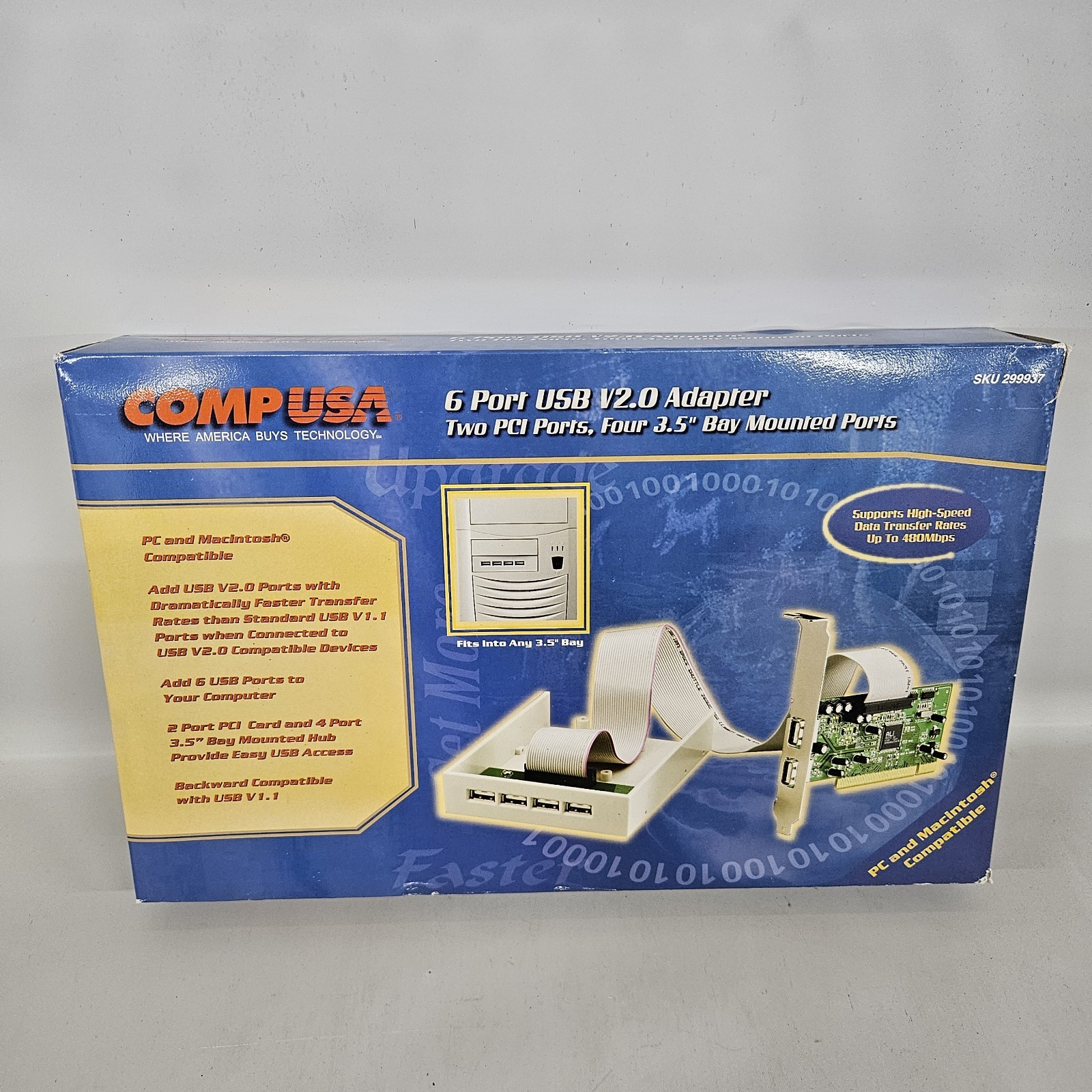COMPUSA High Speed 6 Port USB Card V2.0 Vintage Tech New In Open Box
