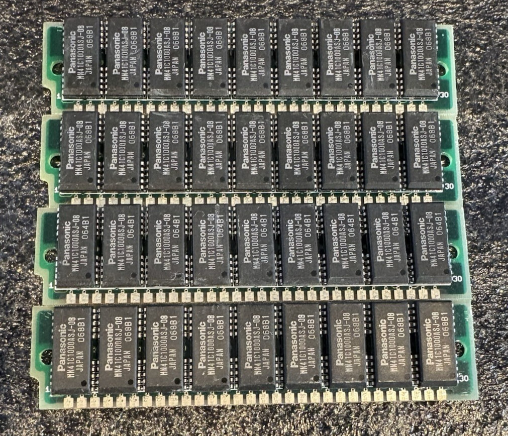 4 x 1MB 80ns FPM SIMM Memory Module RAM 4MB Silver PC 286 386 *TESTED*