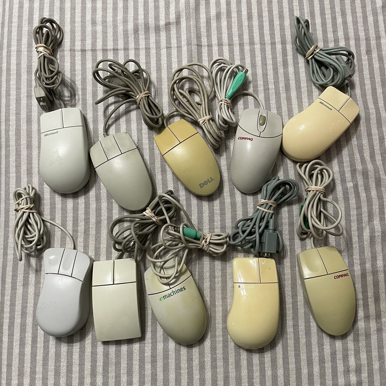 Vintage Computer Mouse Lot Microsoft Dell Compact Logitech Serial PS/2