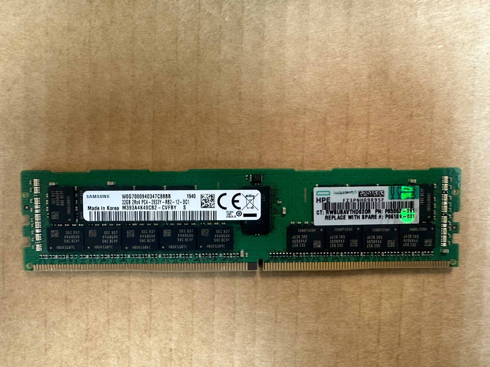 HPE # P03052-091 32GB PC4-23400 2933Mhz ECC RDIMM P00924-B21 P06189-001 HPE # P03052-091 32GB PC4-23400 2933Mhz ECC RDIMM P00924-B21 P06189-001
