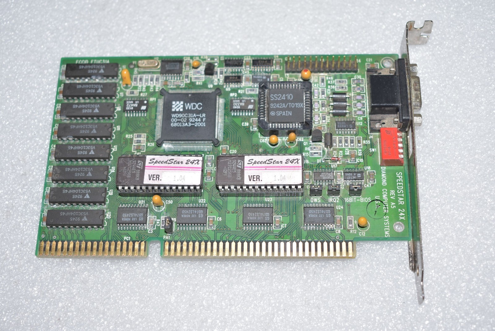 DIAMOND SPEEDSTAR 24x WD90C31A-LR ISA 1MB VGA VIDEO GRAPHICS CARD ADAPTER DIAMOND SPEEDSTAR 24x WD90C31A-LR ISA 1MB VGA VIDEO GRAPHICS CARD ADAPTER