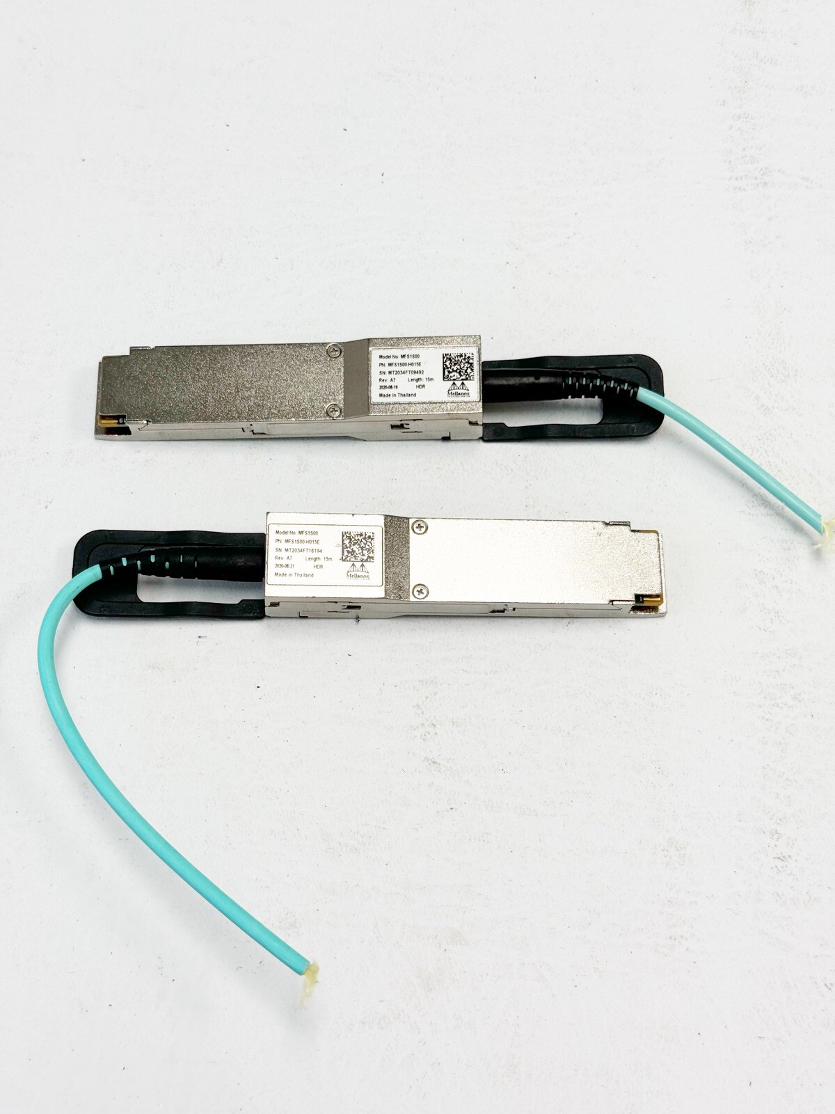 2x AS/IS Mellanox MFS1S00-H015E 15M QSFP56+Active Transceivers 2x AS/IS Mellanox MFS1S00-H015E 15M QSFP56+Active Transceivers