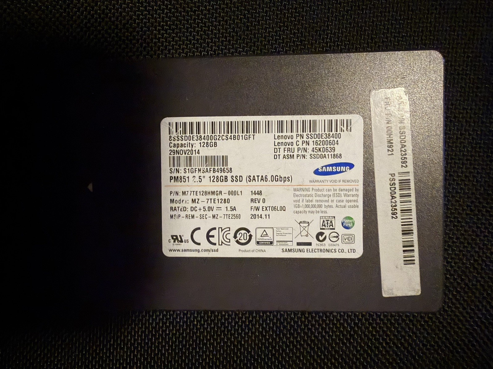 SAMSUNG MZ-7TE1280 SSD 128GB (HDD00022) SAMSUNG MZ-7TE1280 SSD 128GB (HDD00022)