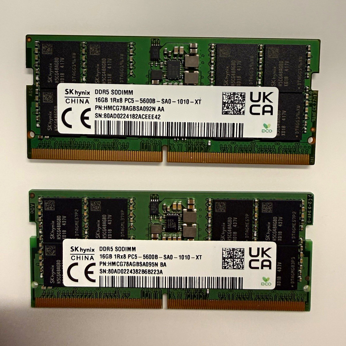 SK hynix 32GB (2x16GB) DDR5 PC5-5600B 262-Pin SO-DIMM ECC RAM SK hynix 32GB (2x16GB) DDR5 PC5-5600B 262-Pin SO-DIMM ECC RAM