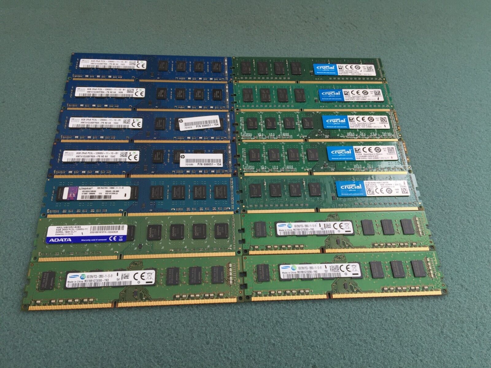 (Lot of 14) 8GB Mixed Brand PC3L-12800 / DDR3L-1600 Desktop Memory RAM - C909
