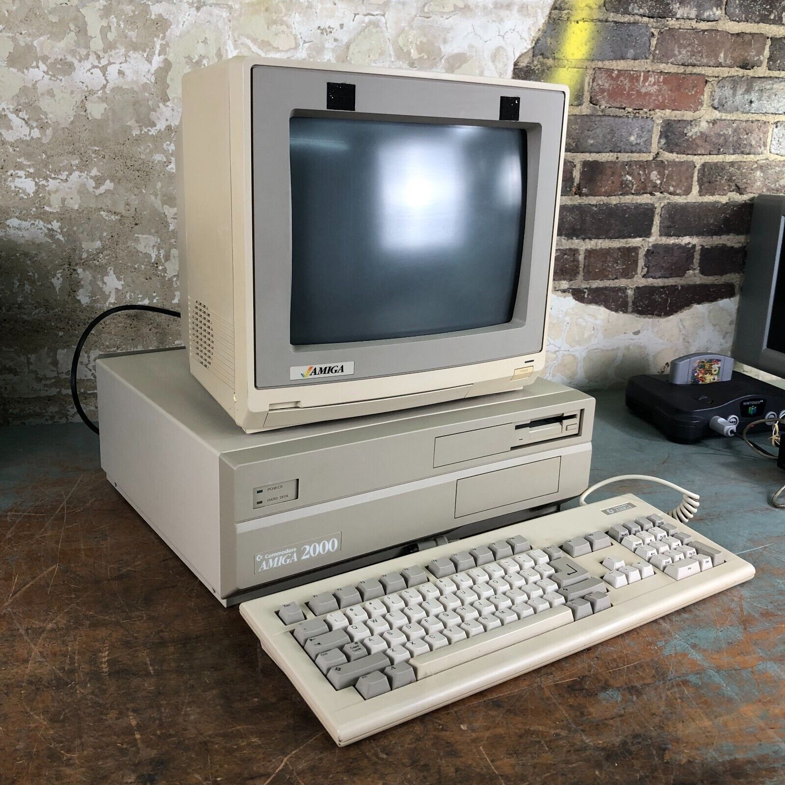 Vintage Commodore Amiga 2000 Computer w/1080 Monitor & Keyboard - WORKS GREAT