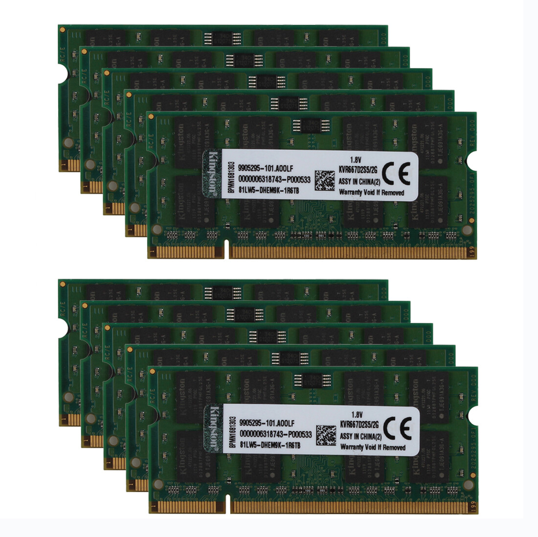20GB Kingston 10X 2GB PC2 5300S 2RX8 DDR2 667MHz Laptop Memory RAM SO-DIMM PC2 # 20GB Kingston 10X 2GB PC2 5300S 2RX8 DDR2 667MHz Laptop Memory RAM SO-DIMM PC2 #